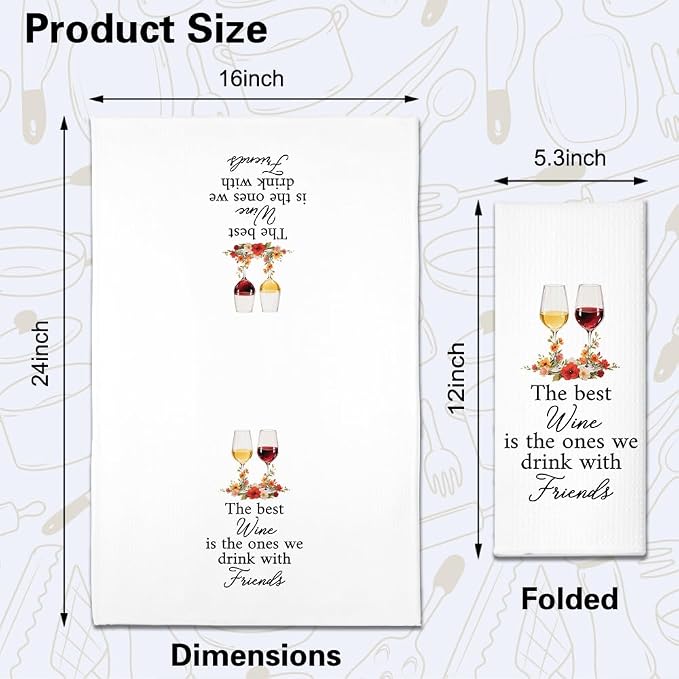 Friends Bring Happiness to Our Lives Kitchen Towels 2 Pack, Towels Set for Friendship Gifts, Bestie Gifts Kitchen Bathroom Decor, Christmas Birthday Gifts for Men Neighbor Mom Friends