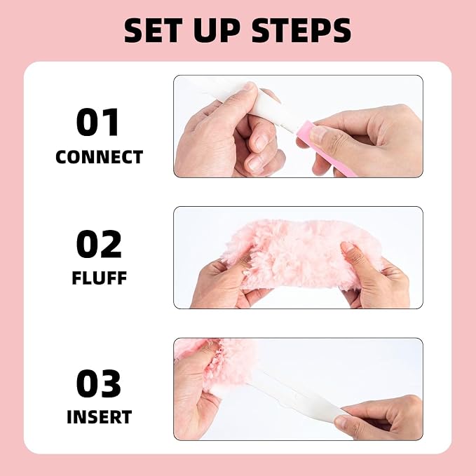 30 Count Pink Duster Refills Compatible with Swiffer Handle, 360° Multi-Surface Duster Refills with 1 Handle, 5X Microfibers Disposable Dusters for Home, Office Cleaning