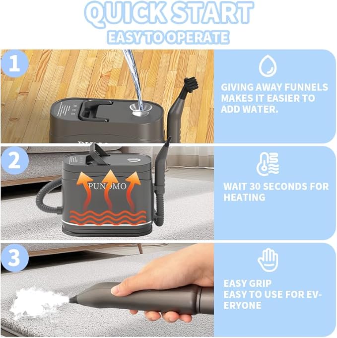 Handheld Steam Cleaner for Home, Pressurized Portable Handheld & Mop 2-in-1 Steamer for Cleaning with 10 pcs Accessories for Multi-Surface Cleaning, Floors, Tiles, Grout, Kitchen, Bathroom, Couch