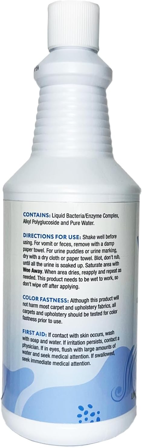 Wee Away Pet Urine Stain & Odor Remover – Natural Enzymatic Cleaner for Puppy Potty Training, Dog Pee – Eliminates Odors at the Source – Unscented, 32 fl oz