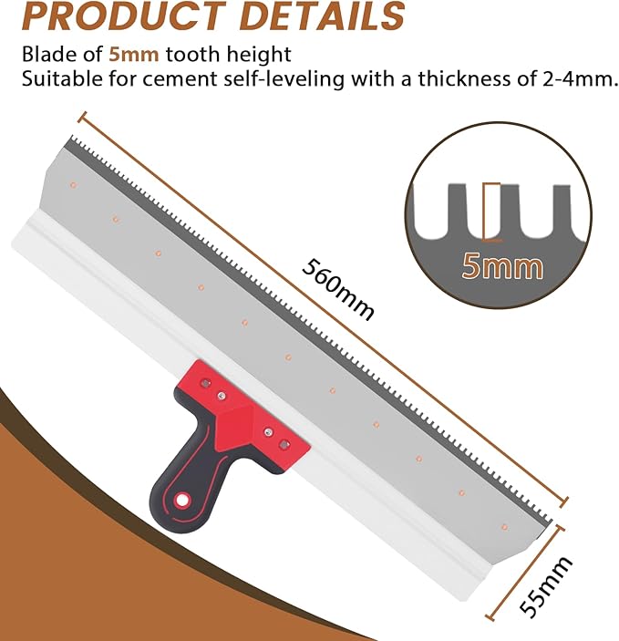 Notched Squeegee for Cement Self-Leveling Epoxy Floor Squeegee Cement Painting Coating Tool Floor Leveling Tool
