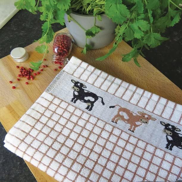 Samuel Lamont Poli Dri Tea Towels - Set of 3 100% Cotton 27.5 x 19 Inch (Cows)