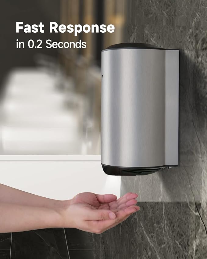 AIKE Air Focus Compact Hand Dryer UL Listed 120V 1350W Brush Stainless Steel Finish