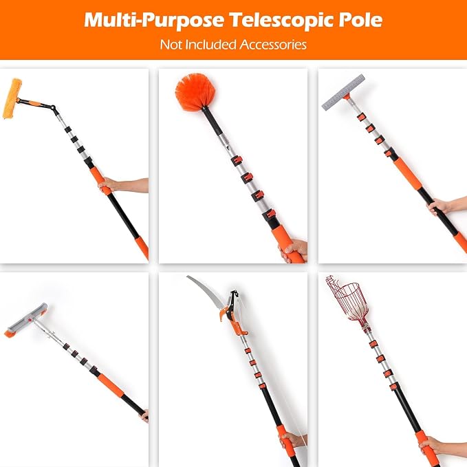 AgiiMan 26FT Reach Telescoping Pole - 5 to 20FT Extension Pole, Portable Aluminum Telescoping Rod with Easy Flip Lock, Paint Roller Extension Poles for Paint Dusting, Window Cleaning
