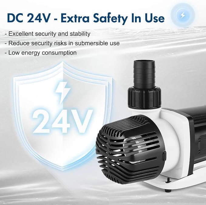 Orlushy DC-5000 Silent Swirl Controllable DC aquarium Pump 40W 1320GPH-marine wavemaker return pump with sine wave Controller for salt/Freshwater coral reef fish tank sump Circulation