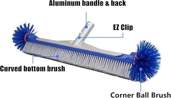 Poolvio Pool Skimmer Net, Pool Rake & Pool Round Brush (Blue)