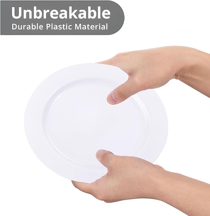 I00000 60 Pcs White Plastic Dessert Plates, 7inch Disposable Salad Plates, Premium Appetizer Plates for Party, White Plastic Plates for Wedding