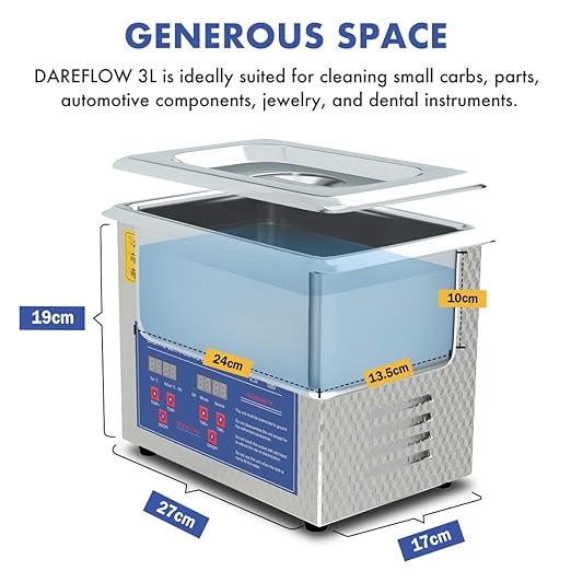 Digital Ultrasonic Parts Cleaner 3L for Cleaning Carbs Jewelry Injectors Bullets Guns and Brass 200W Heated Professional Ultrasonic Cleaning Machine Dareflow