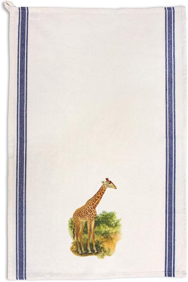 Custom Decor Kitchen Towels Giraffe Vintage Look Animals Wild Animals Cleaning Supplies Dish Towels Blue Stripe Design Only