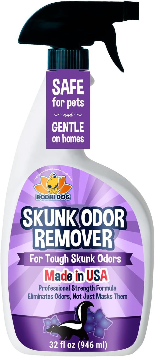 Bodhi Dog Skunk Odor Remover for Dogs & House – Fast-Acting Skunk Spray & Smell Eliminator for Pets, Carpet, Furniture, Bedding & Fabrics – Safe for Pets & Home (32 Oz)