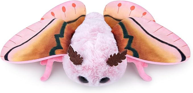 Cute Rosy Maple Moth Plush Toy, Rosy Maple Moth Stuffed Animals 11in, Handmade Pink Big Mothman Insect Plushie Model Toy, Unique Plush Gift Collection for Kids