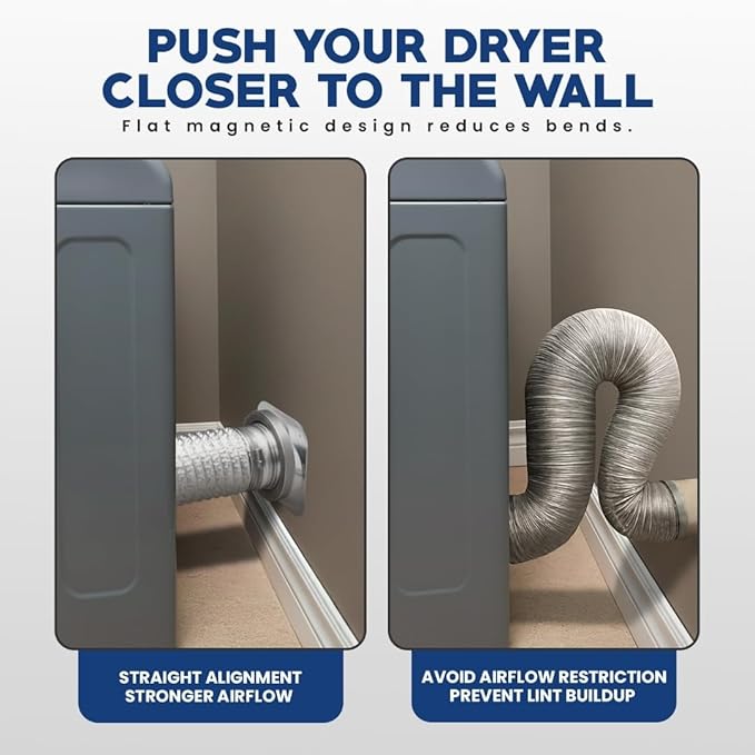 Magnetic Dryer Vent Connector Kit DV-180 – 4 Inch Quick-Connect Wall Adapter, 2.6 ft Aluminum Dryer Hose, Heat-Resistant Tape, Stainless-Steel Clamps – Space-Saving, Leak-Proof Venting System