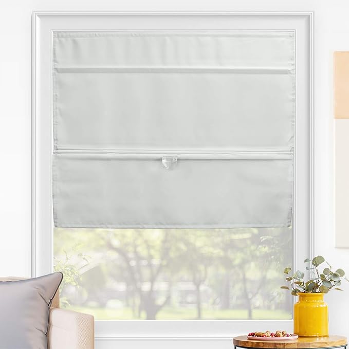 CHICOLOGY Roman Shades for Windows , Window Shades for Home , Roman Shades , Window Treatments , Room Darkening Shades , Roman Window Shades , 39"W X 64"H, Runway Grey (Light Filtering)