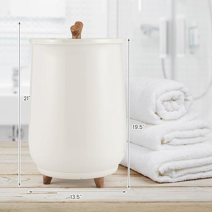 Giantex Towel Warmer Bucket, 23L Large Hot Towel Bucket for Bathroom Spa, Wood Handle, 3 Heating Modes, Adjustable Timer & Auto Shut Off, Fits Up to Two 40" x 70" Oversized Towels, Blankets, Gray