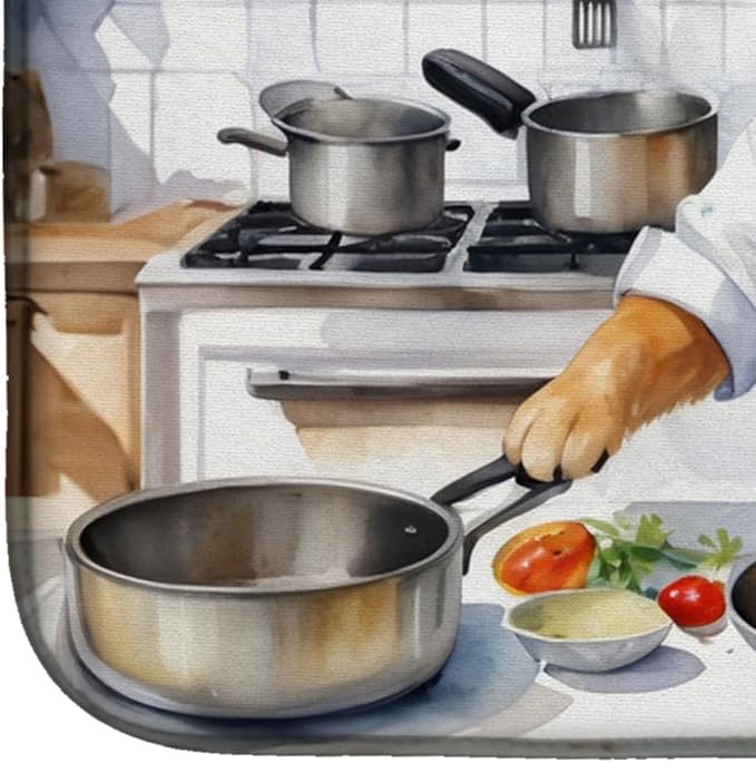 Caroline's Treasures DAC6257DDM Golden Retriever The Chef Dish Drying Mat Absorbent Dish Drying Mat Pad for Kitchen Counter Dish Drainer Mat for Countertop, 14 x 21", Multicolor