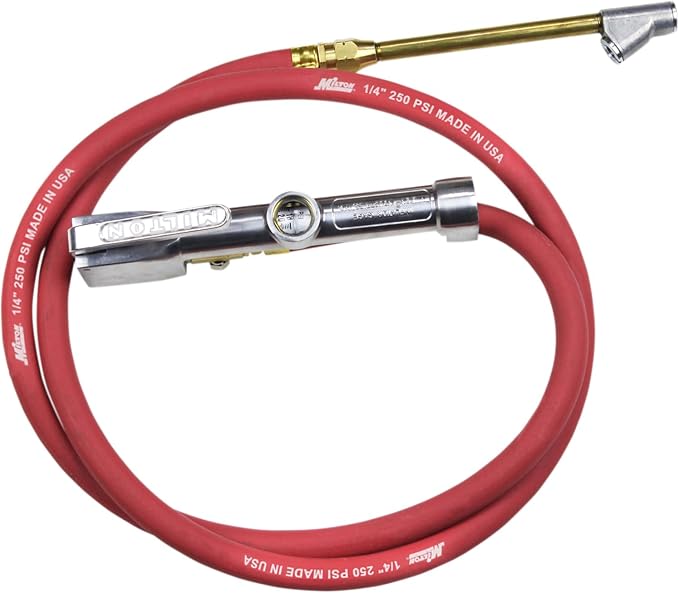 Milton 501 Dual Head Straight Chuck Inflator Gauge , Red