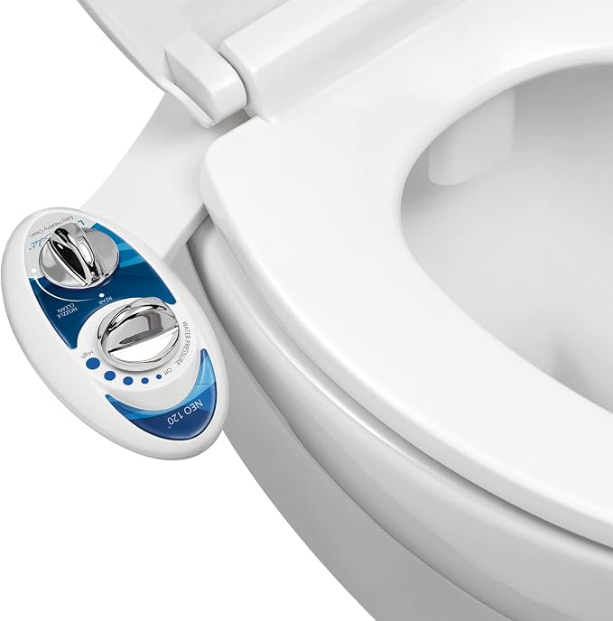 LUXE Bidet NEO 120 - Value 2-Pack Bidet Attachments, Self-Cleaning, Non-Electric (White & Blue)