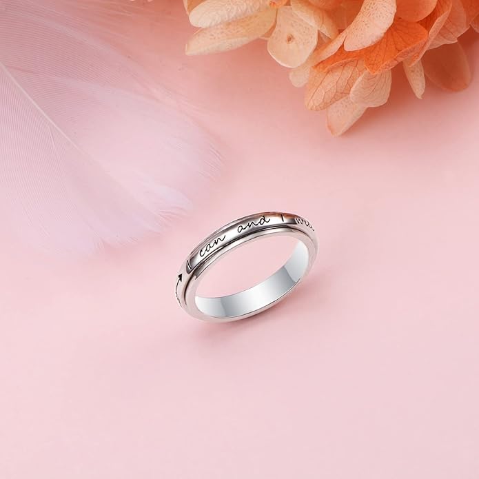 S925 Sterling Silver Spinner Fidget Anxiety Worry Relieving Boredom ADHD Autism Band Rings