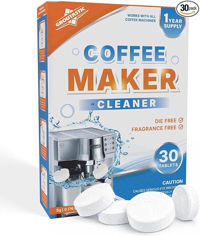 Coffee Machine Cleaner Tablets – Espresso & Coffee Maker Cleaning Tablets, Descaler & Residue Remover, Compatible with Keurig, Espresso Machines & Drip Coffee Makers (30 Count)