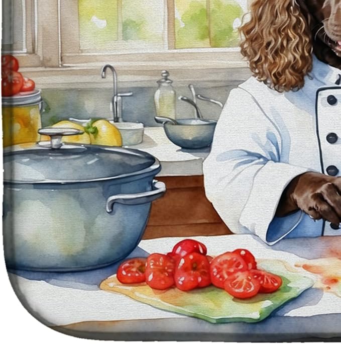 Caroline's Treasures DAC6190DDM American Water Spaniel The Chef Dish Drying Mat Absorbent Dish Drying Mat Pad for Kitchen Counter Dish Drainer Mat for Countertop, 14 x 21", Multicolor