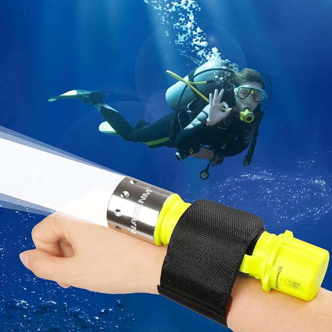NAKCNM 2 Pack Diving Flashlight Underwater LED Scuba Dive Lights Super Bright IPX8 Waterproof 3 Modes for Outdoor Activities with Rechargeable Battery and Charger