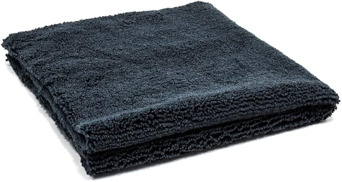 Autofiber Elite Edgeless Two-Pile Microfiber Detailing Towel, All-Purpose Detail Rag, High-Pile, Low-Pile, Wheel Towel (16 inch x 16 inch) - Pack of 10, Black