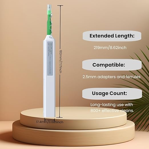 Fiber Optic Connector Cleaning Pen,2PCS Fiber Optic Cleaner Pen for 2.5mm Ferrules SC,FC,ST,SC/APC and FC/APC,800+ Clean Times