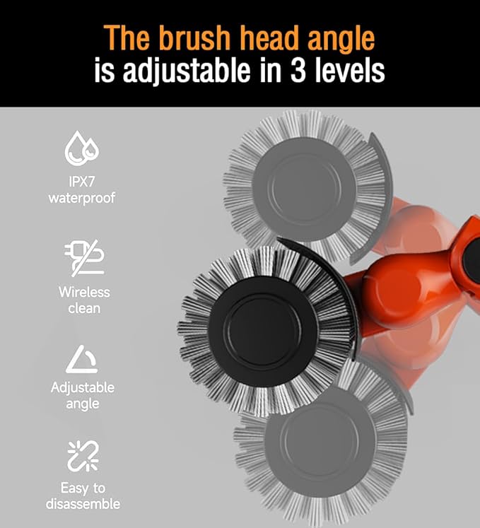 Electric Grill Brush - Safe Heavy Duty BBQ Cleaner with Dual-Speed, Stainless Steel Detachable Head, Stainless Grill Grate Cleaner for Charcoal Grill - Gifts for Grill Men/Dad (Red)