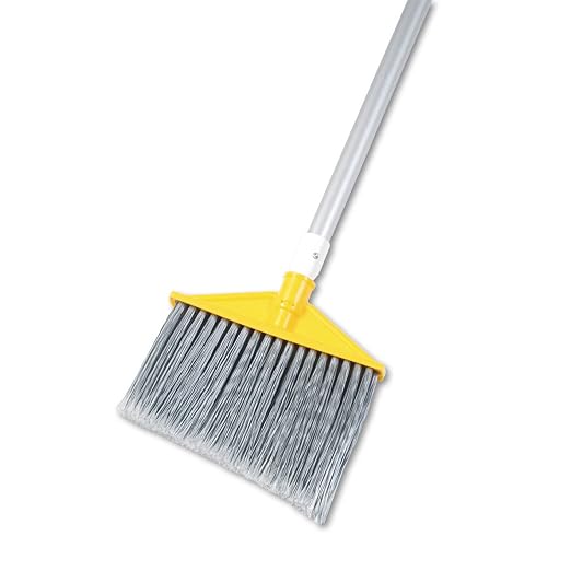 Rubbermaid Commercial 6385GRA Angled Large Brooms, Poly Bristles, 48 7/8" Aluminum Handle, Silver/Gray