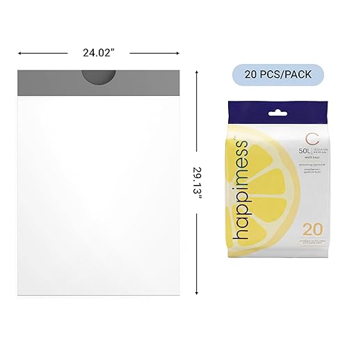happimess 13.2 Gallon (50L) Drawstring Trash Bags, Lemon Scent, White, Heavy Duty MDPE Liners for Kitchen and Household, Odor Control, Custom Fit 60 Count (3-Packs of 20 Liners) HPM3100C-WHITE