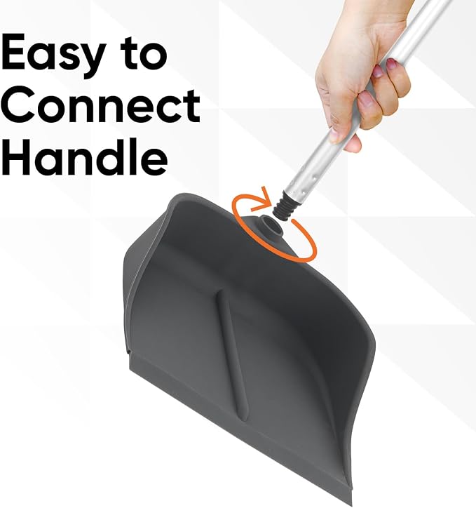Silicone Dust Pan with Handle Lobby Dustpan with Long Handle Stand Up Dustpan, 35" Aluminum Long Handle, by Superio