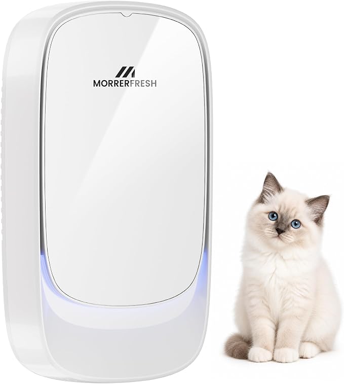 Cat Litter Deodorizer - Pet Odor Eliminator for Strong Odors | Plug In Filterless Air Purifier & Quiet Freshener for Multi-Cat Litter Box, Bedroom, Kitchen, 24H Ozone Free Odor Control