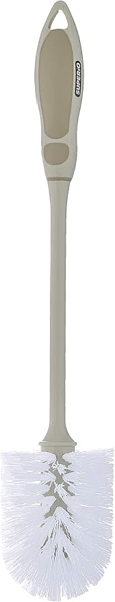 Superio Toilet Brush with Holder, Heavy-Duty Durable Bristles, Long Handle with Comfort Grip, Deep Cleaning Bathroom Toilet Bowl Brush, Beige