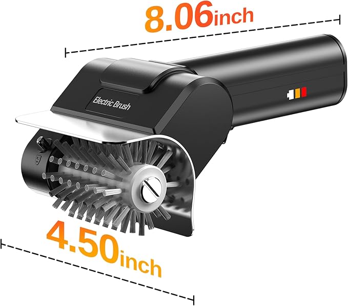 Electric Grill Brush, Heavy-Duty Cordless BBQ Brush with Stainless Steel Bristles, 2000mAh Rechargeable Battery, 1100RPM Motorized Grill Cleaner for Grates, Griddles and Smoker