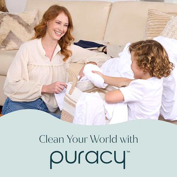 Puracy Laundry Detergent Refill - Enzyme-Powered Liquid Detergent Concentrate, Natural Laundry Detergent Seen on TikTok, Non-Toxic (Free & Clear, 48 fl oz, 192 Loads)