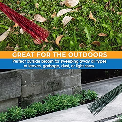 1 Piece of 32 inch Multi-Surface Sturdy Outdoor Authentic Coconut Leaf Broom Asian Thai Heavy Duty Broom (Green)