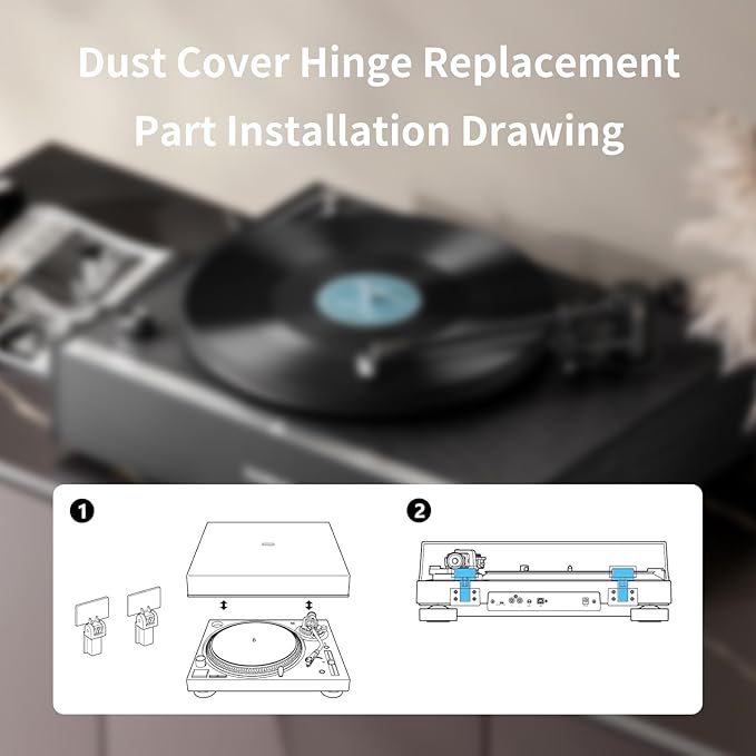 Dust Cover Hinges for AT-PL120, AT-LP120-USB, AT-LP60X,at-LP5 and at-LP3 Turntables (2 PCS).Turntables Needle Stylus Brush and Cleaning Brush. Turntables Tonearm Lock/Clamp