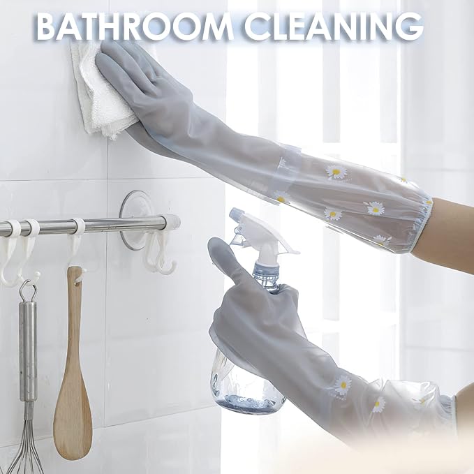 KAQ Dishwashing Cleaning Gloves 6 Pairs - Reusable Rubber Gloves Non-Slip Laundry Kitchen Gardening Household Gloves