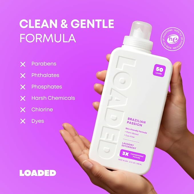 Loaded Laundry Detergent, Luxury Perfume Scented | 50 Loads | Pistachio & Caramel | Skin-Friendly & Plant-Based | Made in USA | 32 oz