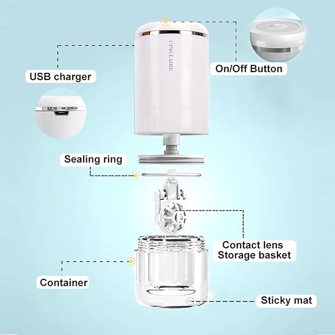 Ultrasonic Contact Lens Cleaner 2.0 (2nd Generation), Intelligent Cleaning Machine for Soft Contact Lenses, White