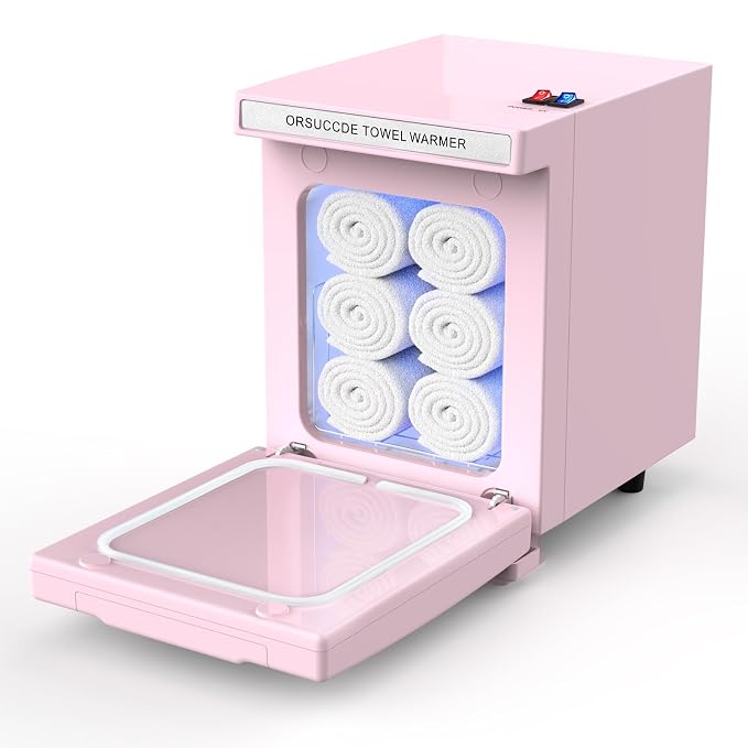 Hot Towel Warmer for Spa, Small Towel Warmer for Esthetician, Mini Towel Warmer for Facial Salon Beauty, Professional Towel Heater Towel Warmer Cabinet(5.5L-Pink)