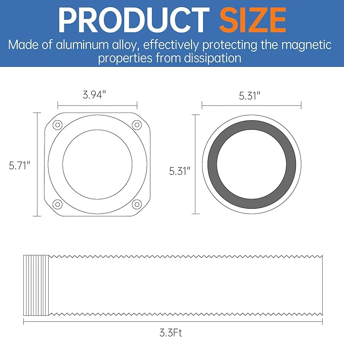 Magnetic Dryer Vent Coupling Connector Kit - DV180 Airtight Seal, Quick Connect, Includes 4"x3.3ft Duct & 2 Clamps