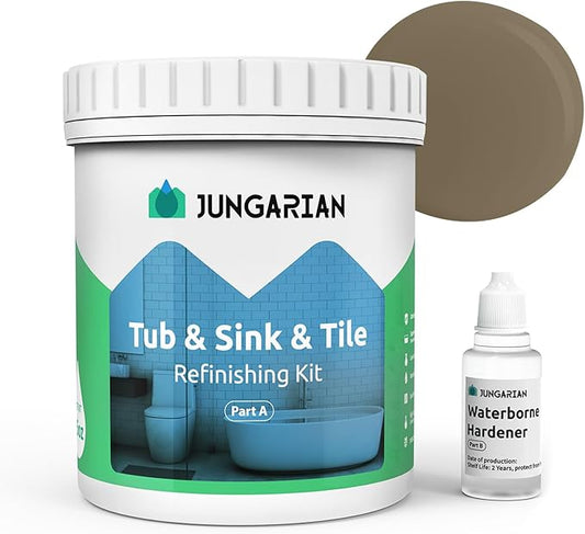 Tub and Tile Refinishing Kit 17.5oz, Low Odor Countertop Paint, Shower Sink Paint for Bathroom Kitchen, 50-55sq.ft Semi-Gloss Brown
