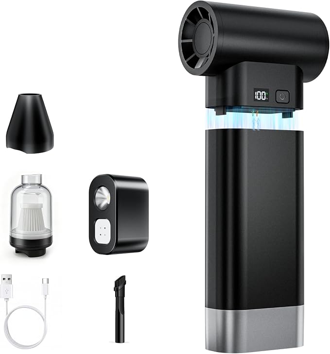 5-in-1 Portable Multi-Function Tool with 10000mAh Power Bank, Electric Air Duster, Mini Vacuum, Magnetic Modular Outdoor Gadget for Car, Camping, Home