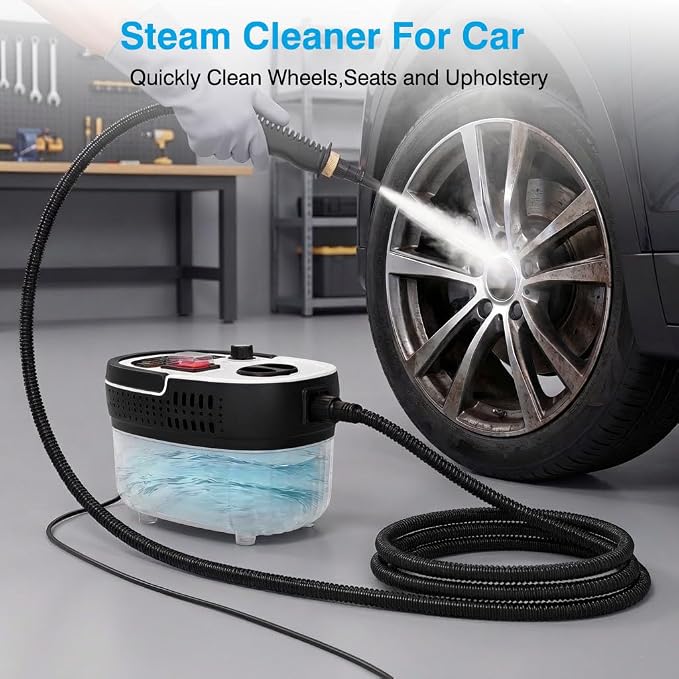 Steam Cleaner for Home & Car Detailing, 2500W High Pressure Portable Steamer with 6-Level Adjustable Steam, 15s Heat-Up, 9.8ft Long Hose, ANSI Z87.1 Goggles, 17-Pcs Kit for Tile, Grout, Hardwood