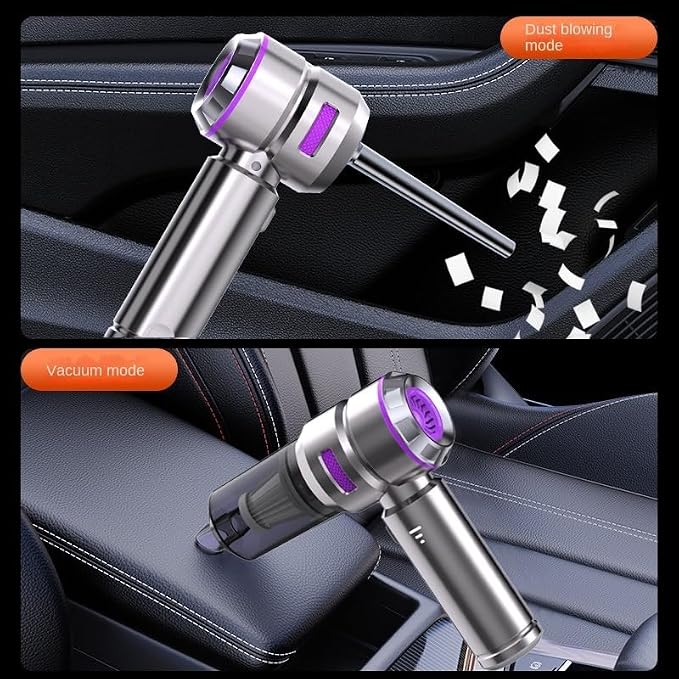 4-in-1 Cordless Mini Car Vacuum & Air Duster – 18,000PA Powerful Suction, USB-C Rechargeable, HEPA Filter, Handheld Portable for Car Interior, Pet Hair, Keyboard & Home Cleaning