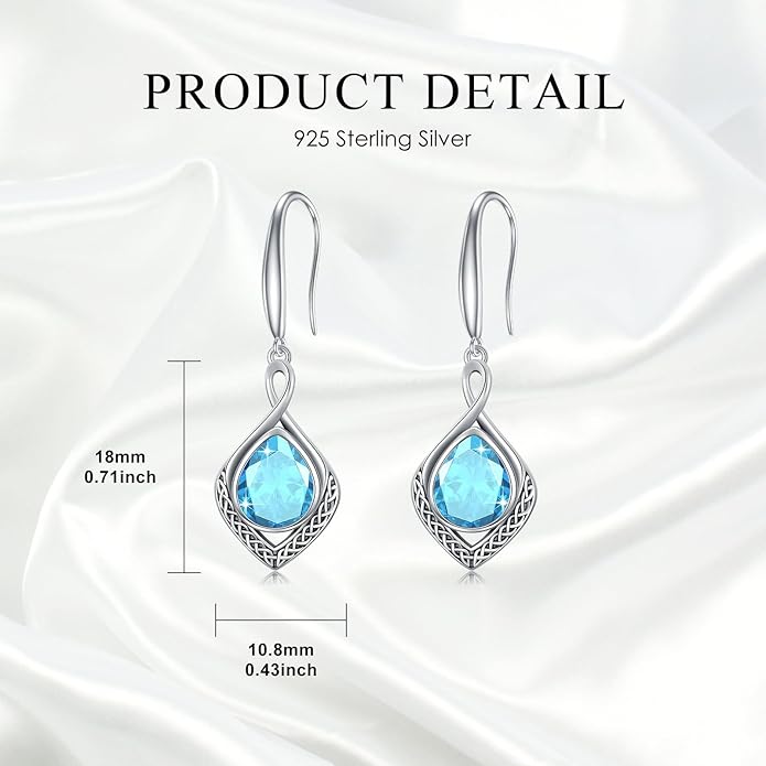 PELOVNY Celtic Knot Filigree Earrings for Women 925 Sterling Silver Moss Agate/Birthstone Infinity Earrings Birthday Christmas Jewelry Gifts for Mom Daughter Wife Sister