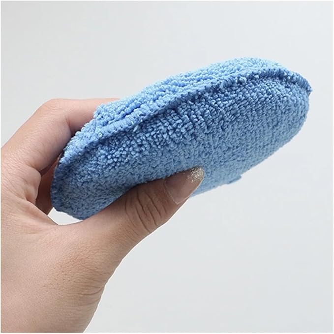 5 Inch Microfiber Wax Applicator Pad, Round Foam Sponges for Vehicle Detailing Motorcycle Daily Care(Blue 3pcs)