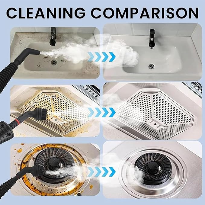 Steam Cleaner Pro Pressurized Handheld Multi-surface Steam Cleaner for Home Use with 12 PCS Accessories & Safety Lock Steamer for Cleaning Car Floor Upholstery Walls Grout and Tile