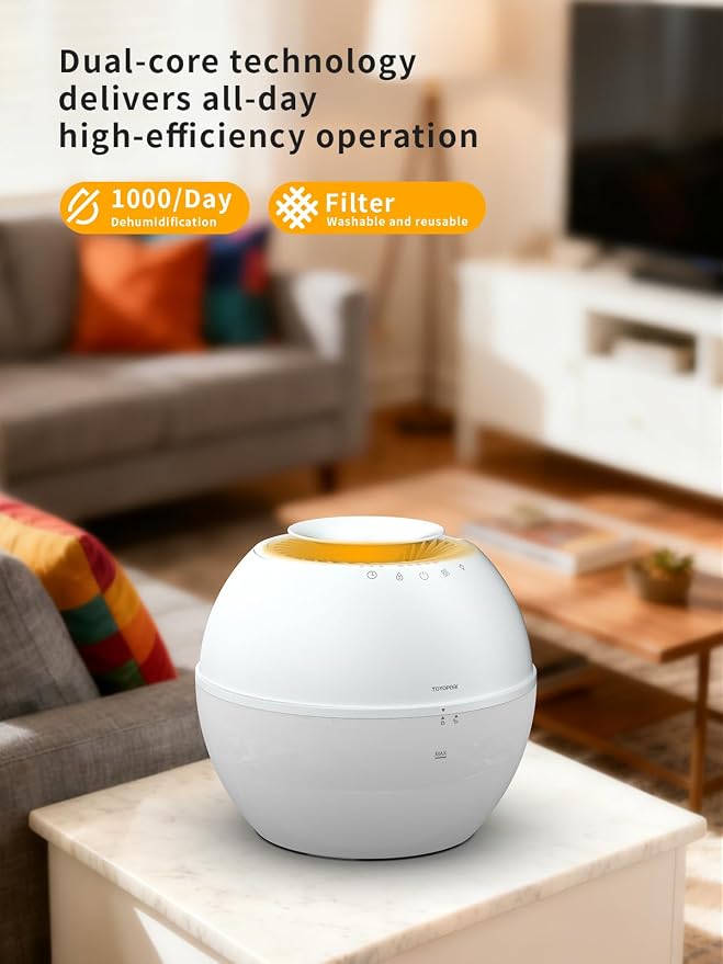 Dehumidifier & Humidifier 2-in-1 with Purifier, 101oz Tank, Whisper-Quiet Smart Steam Control for Bedroom, Baby Room, or Basement, Includes Drain Hose